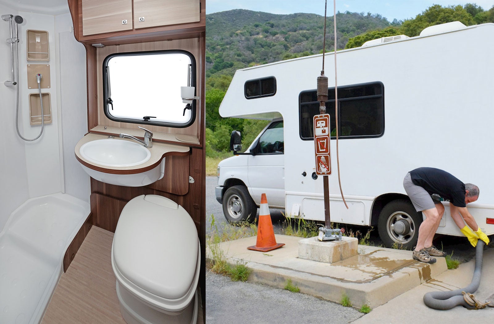 Portable RV/camper toilet and holding tank setup in Sanford, North Carolina